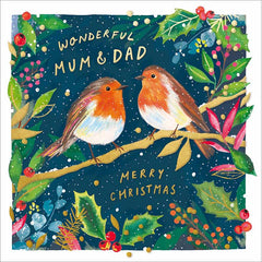 Woodmansterne  Colourful Robins Christmas Card