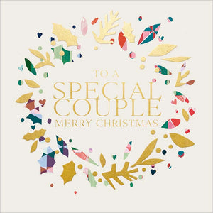 Woodmansterne Couple Holly Wreath Christmas Card