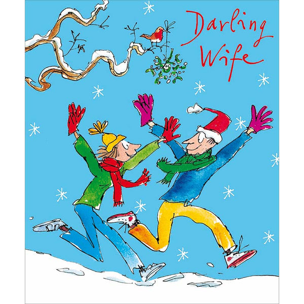 Woodmansterne Darling Wife Snow Fun Christmas Card