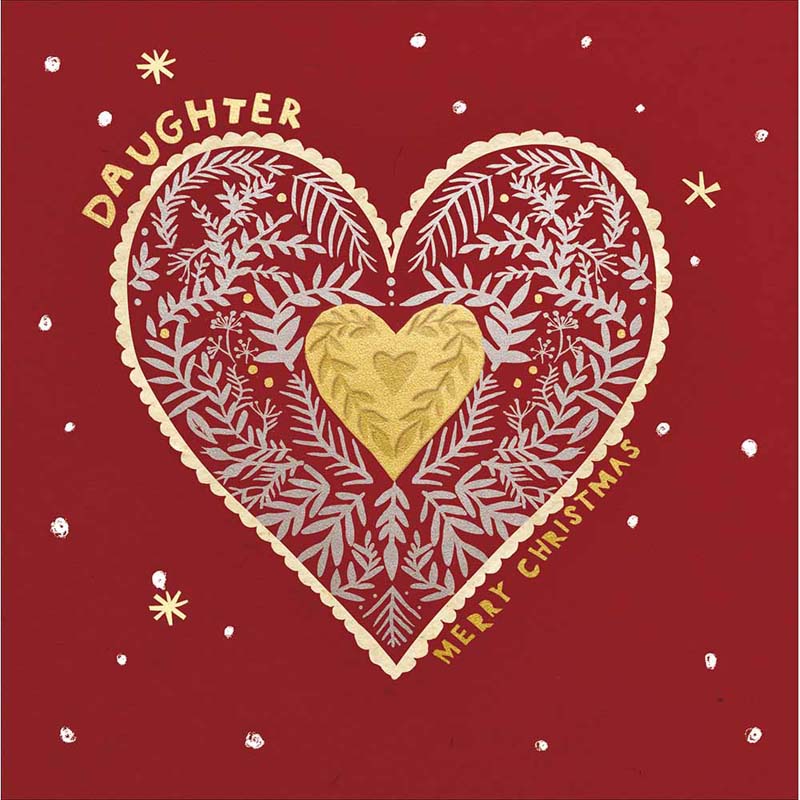 Woodmansterne Daughter Gilded Heart Christmas Card