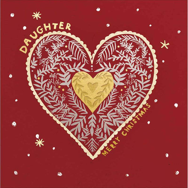 Woodmansterne Daughter Gilded Heart Christmas Card