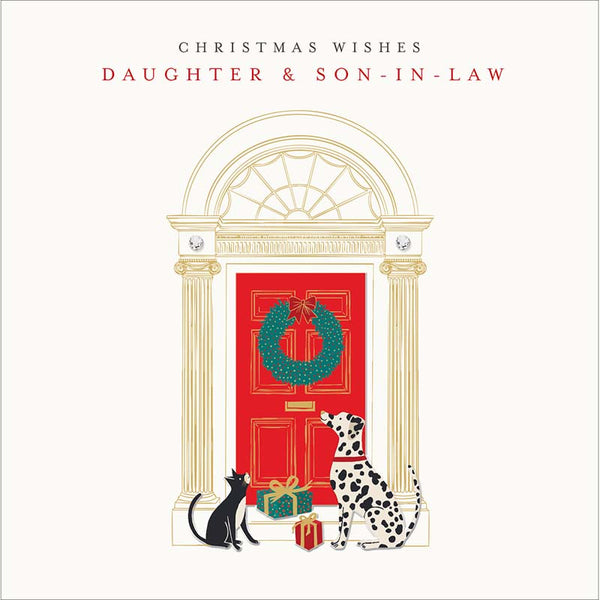 Woodmansterne Daughter & Son-In-Law Door & Paws Christmas Card