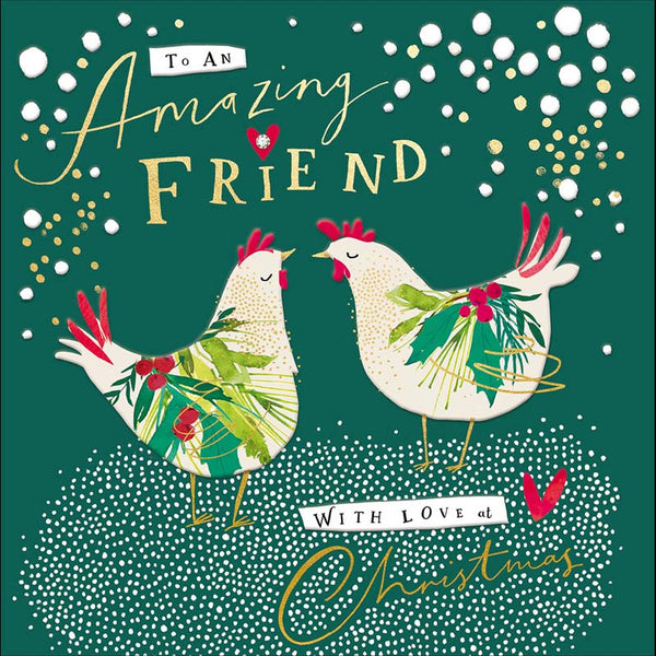 Woodmansterne Friend Festive Chickens Christmas Card