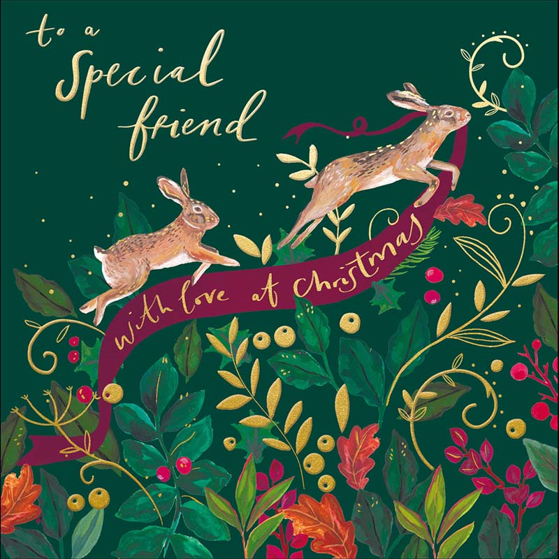 Woodmansterne Friend Rabbit Banner Christmas Card