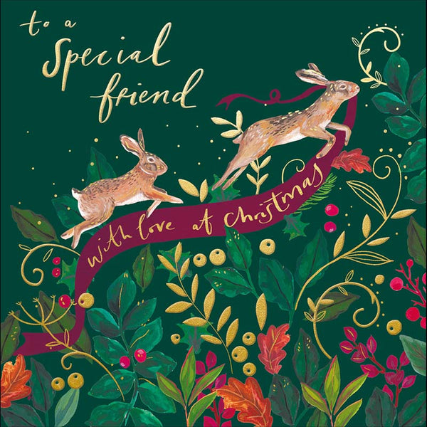 Woodmansterne Friend Rabbit Banner Christmas Card