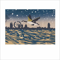 Woodmansterne Goose Flying Over The River Thames Christmas Card