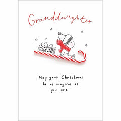 Woodmansterne Granddaughter Candy Cane Sledge Christmas Card