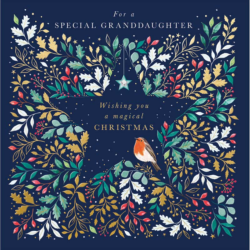 Woodmansterne Granddaughter Foliage Star Christmas Card