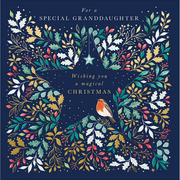 Woodmansterne Granddaughter Foliage Star Christmas Card