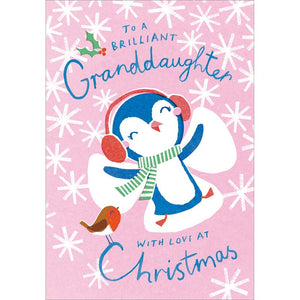 Woodmansterne Granddaughter Penguin Christmas Card