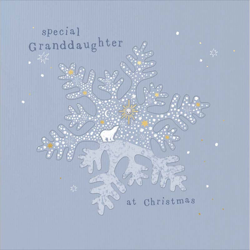 Woodmansterne Granddaughter Polar Bear Snowflake Christmas Card