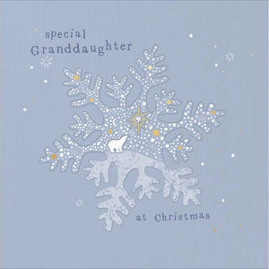 Woodmansterne Granddaughter Polar Bear Snowflake Christmas Card