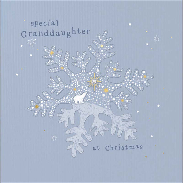 Woodmansterne Granddaughter Polar Bear Snowflake Christmas Card
