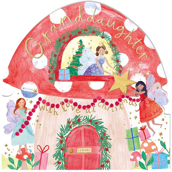 Woodmansterne Granddaughter Toadstool Fairy House Christmas Card