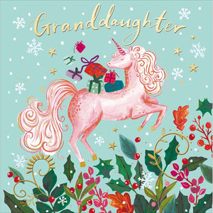 Woodmansterne Granddaughter Unicorn Christmas Card