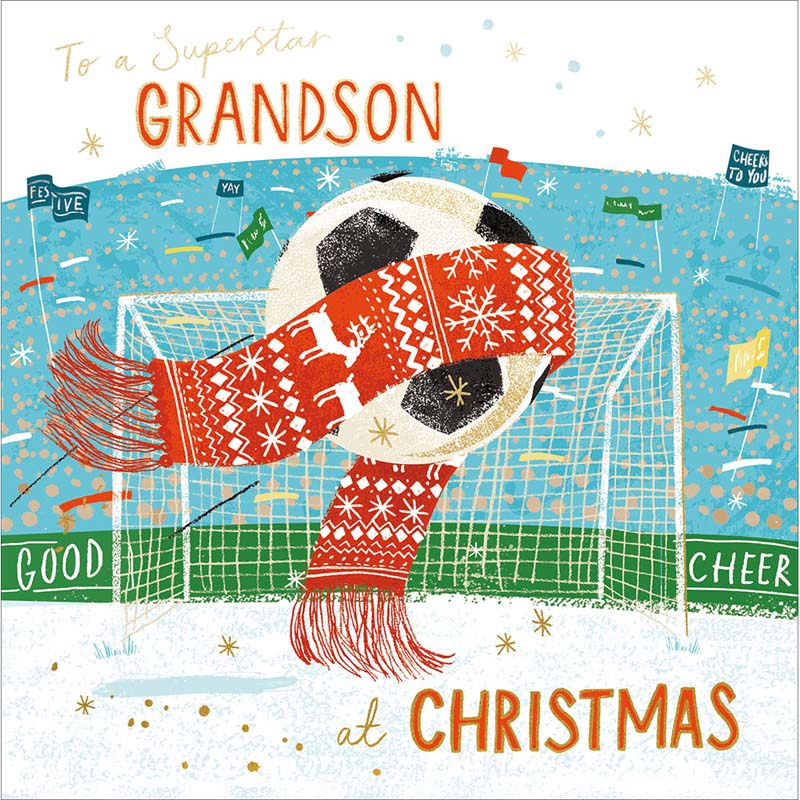 Woodmansterne Grandson Chilly Football Christmas Card