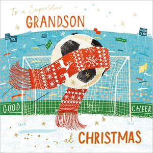 Woodmansterne Grandson Chilly Football Christmas Card