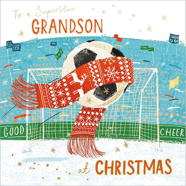 Woodmansterne Grandson Chilly Football Christmas Card