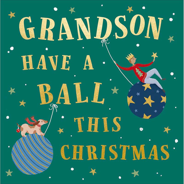 Woodmansterne Grandson Giant Baubles Christmas Card