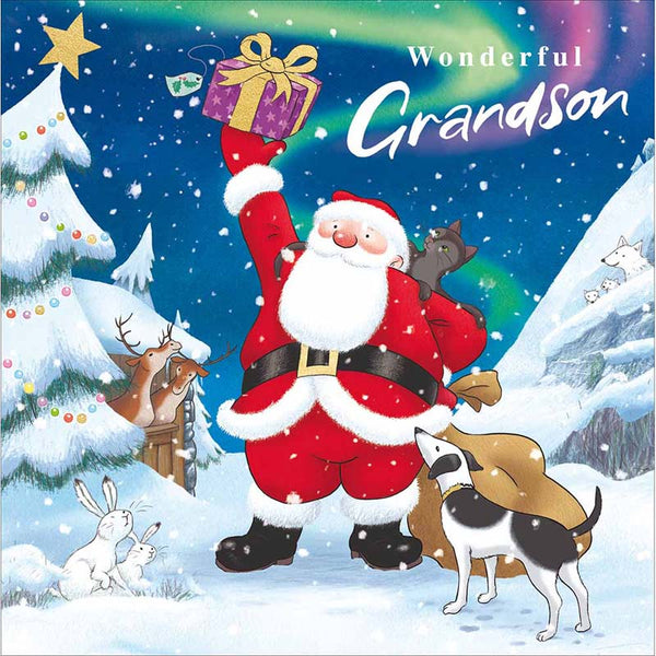 Woodmansterne Grandson Northern Lights Christmas Card