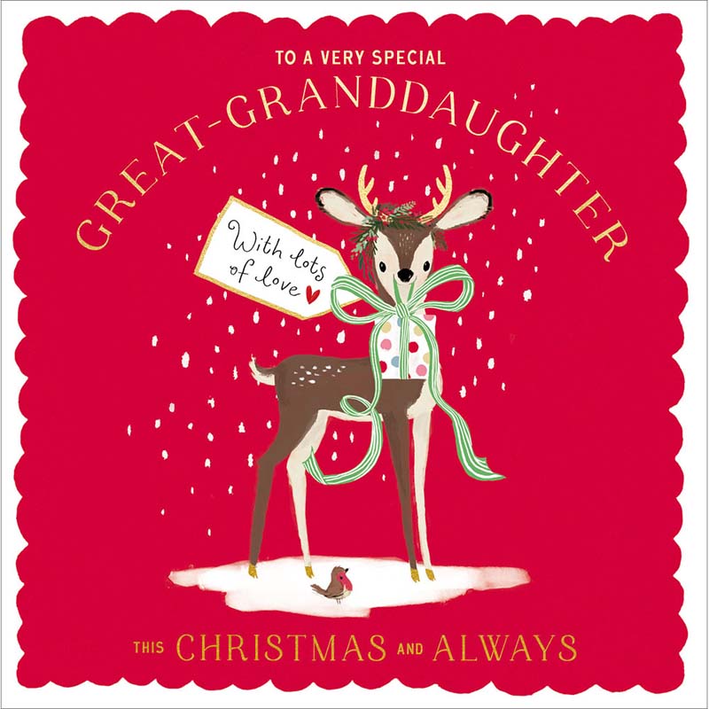 Woodmansterne Great-Granddaughter Deer Christmas Card