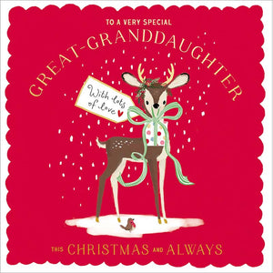 Woodmansterne Great-Granddaughter Deer Christmas Card