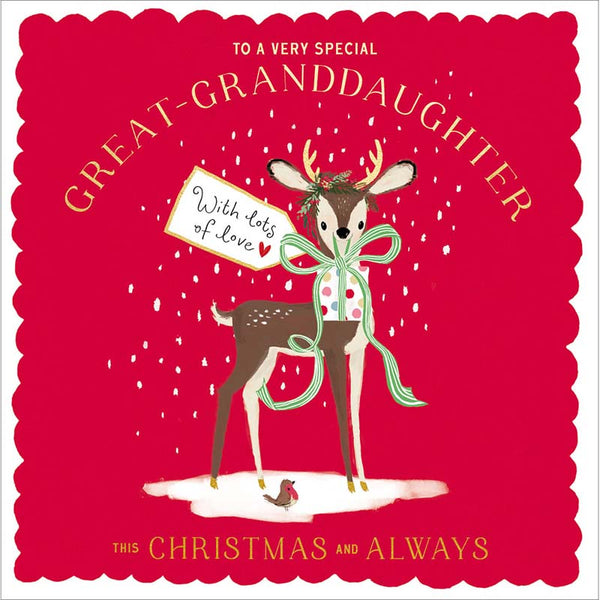 Woodmansterne Great-Granddaughter Deer Christmas Card