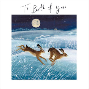 Woodmansterne Hares Running Christmas Card