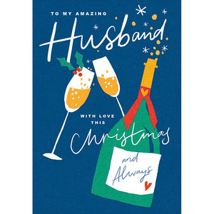Woodmansterne Husband Champagne Bottle Christmas Card