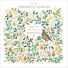 Woodmansterne Husband Partridge In A Pear Tree Christmas Card