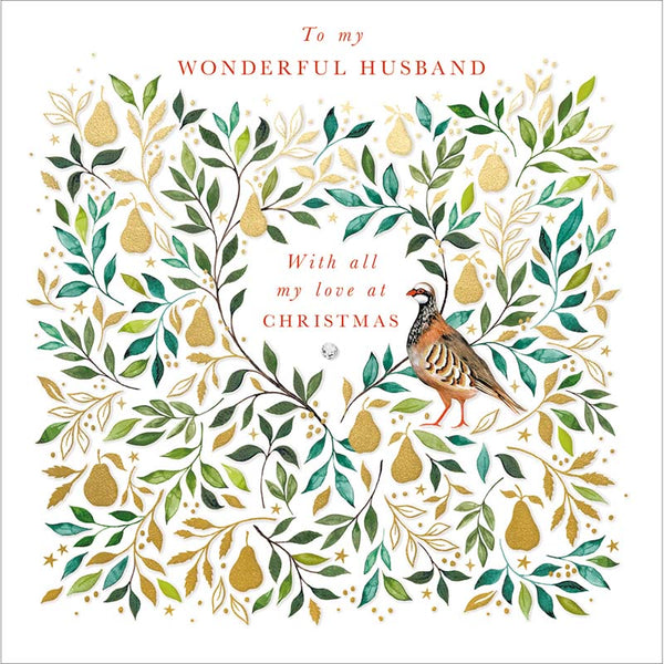 Woodmansterne Husband Partridge In A Pear Tree Christmas Card