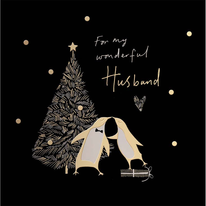 Woodmansterne Penguins Kissing Christmas Card