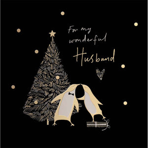Woodmansterne Penguins Kissing Christmas Card