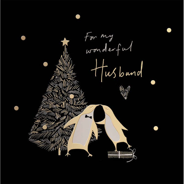 Woodmansterne Penguins Kissing Christmas Card