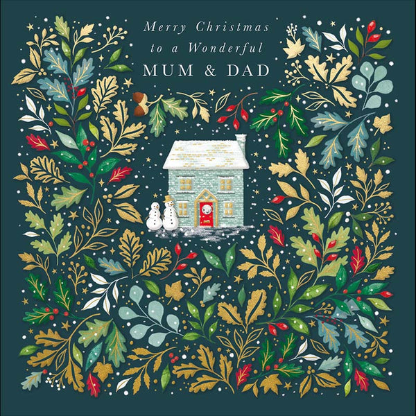 Woodmansterne Mum & Dad Foliage House Christmas Card