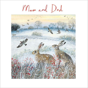 Woodmansterne Mum & Dad Snowy Field Christmas Card