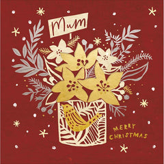 Woodmansterne Mum Gilded Flowers Christmas Card