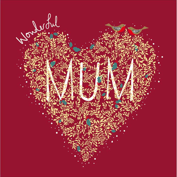 Woodmansterne Mum Gilded Foliage Heart Christmas Card
