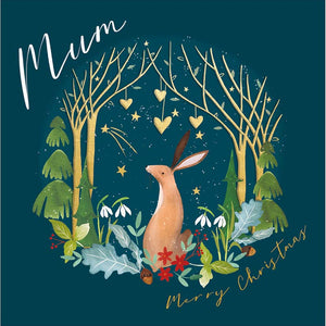 Woodmansterne Mum Rabbit Woodland Christmas Card