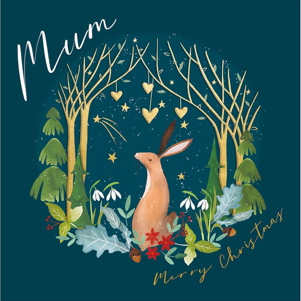 Woodmansterne Mum Rabbit Woodland Christmas Card