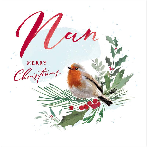 Woodmansterne Nan Robin Sprig Christmas Card