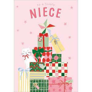 Woodmansterne Niece Pile Of Presents Christmas Card