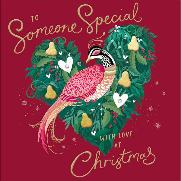 Woodmansterne Partridge & Pear Tree Heart Christmas Card