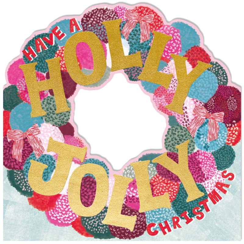 Woodmansterne Pom Pom Wreath Christmas Card