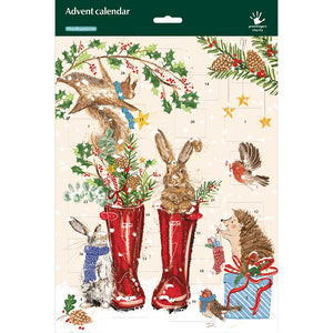 Woodmansterne Rabbits In Wellies Paper Advent Calendar