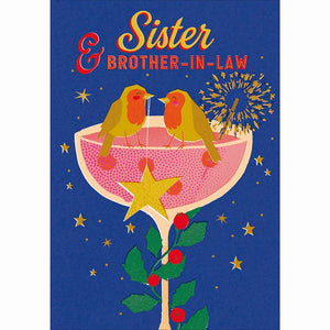 Woodmansterne Sister & Brother-In-Law Champagne Glass Christmas Card