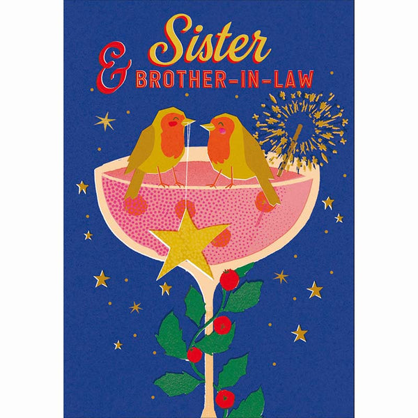 Woodmansterne Sister & Brother-In-Law Champagne Glass Christmas Card