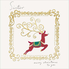 Woodmansterne Sister Gilded Antlers Christmas Card