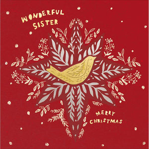 Woodmansterne Sister Gilded Tweetings Christmas Card