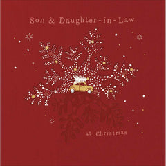 Woodmansterne Son & Daughter-In-Law Snowy Trip Christmas Card
